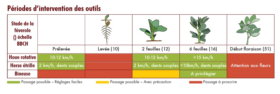 Périodes d'intervention outils préconisées