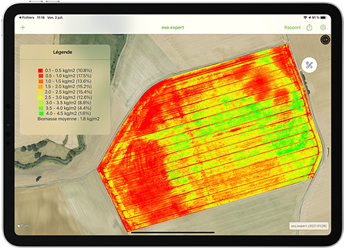 Fichier:Carte formée grâce à l'indice NDVI.png